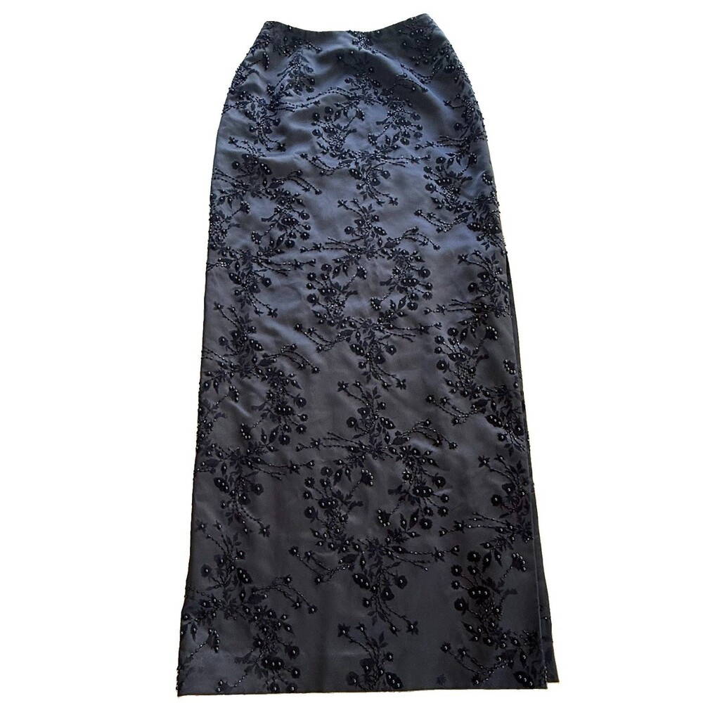 VTG Evening Skirt Black Sequin Maxi Women Sz 4 Formal Sparkly Evening Quiet Lux - Picture 2 of 15